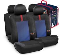 Red Bull Racing Seat Covers Full Set - Universal Fit, Durable Material with Blue & Black Striped Back, Red Power Bar Graphic & Oracle Red Bull Racing Logo, Protects Spills & Damage (FULL SET)