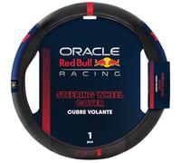 Red Bull Racing Steering Wheel Cover - Universal Fit, Perforated Leather with Cloth Grips, Sporty Design, Protects & Enhances Your Vehicle’s Style (RBSWC002MVBR)