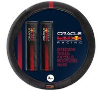 Red Bull Racing Steering Wheel Cover - Universal Fit, Perforated Leather with Cloth Grips, Sporty Design, Protects & Enhances Your Vehicle’s Style (RBSWCK001BR)