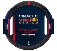 Red Bull Racing Steering Wheel Cover - Universal Fit, Perforated Leather with Cloth Grips, Sporty Design, Protects & Enhances Your Vehicle’s Style (RBSWC002BR)