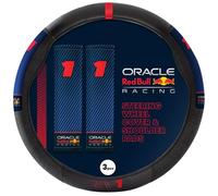 Red Bull Racing Steering Wheel Cover - Universal Fit, Perforated Leather with Cloth Grips, Sporty Design, Protects & Enhances Your Vehicle’s Style (RBSWCK002MVBR)