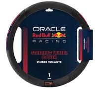 Red Bull Racing Steering Wheel Cover - Universal Fit, Perforated Leather with Cloth Grips, Sporty Design, Protects & Enhances Your Vehicle’s Style (RBSWC003BR)