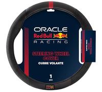 Red Bull Racing Steering Wheel Cover - Universal Fit, Perforated Leather with Cloth Grips, Sporty Design, Protects & Enhances Your Vehicle’s Style (RBSWC001BR)