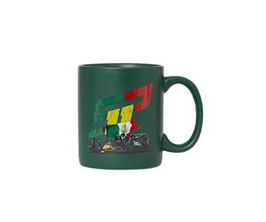 Red Bull , Sergio Perez, Checo' Mug, Green Porcelain Mug Featuring a Checo Perez Design in Mexican Flag Colours, Oracle Full Colour Racing Logo, Official Merchandise.