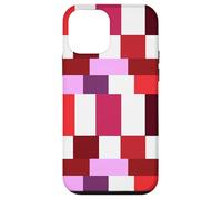 Red Burgundy Pink Color Block Checker Abstract Checkerboard Case for iPhone 12 mini