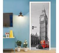 Red Bus Door Stickers for Interior Doors London 3D Door Sticker Murals Decals Wallpaper Self Adhesive Waterproof Poster for Bedroom Living Bathroom 100x200 cm d-558