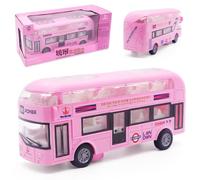 Red Bus Toy Double Decker Bus City Tourist Diecast , Scale Pull-Back Model City Car Toy for Kids Alloy Diecast Toy Vehicles Metal Die Cast Free Wheeling Action Model Birthday Gifts for Kids -Pink
