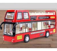 Red Bus Toy Double Decker Bus, Scale Pull-Back Model City Car Toy for Kids Alloy Diecast Toy Vehicles Metal Die Cast Free Wheeling Action Model Birthday Gift for Kids Grils and Boys