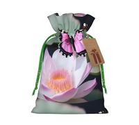 Red butterfly 1 print Large Christmas bag, reusable drawstring linen packet, Birthday Parties Supplies