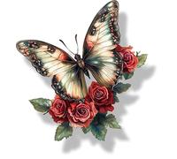 Red Butterfly Flower Vinyl Decals, Nature Decor, Wall Stickers | Cover Marks, Opaque Finish, No White Edges, Weatherproof, UK Manufactured, 20cm, 7cm, Use on Phones, Laptops, Cars and Toilet