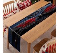 Red Butterfly Linen Table Runner-70.87*12.99 Inch,This Decorative Table Runner is Wrinkle Resistant Table Mat. Embroidered Table Runners As Kitchen Dining and Coffee Tables.