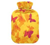 Red Butterfly Maple Leaf hot Water Bottles with Soft Cover, 2L hot compresses for The Body for Neck Shoulder Warmer,Neck Shoulder Warmer,bolsas de agua Caliente para Dolores