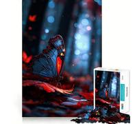 Red Butterfly on Leaves Jigsaw 1000 Pieces for Teenagers Strengthen Memory Relaxing Fun Smooth Edge Santa Wish List (50x75cm)