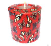 Red Butterfly Pillar Candle - Fair Trade, Handmade, Ethical, Reusable.