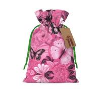Red Butterfly Seamless Tile Print Drawstring Pouch For Gifts,Reusable Adorable Gift Bags,Perfect For Jewelry And More