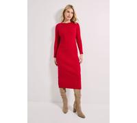 Red Button Cuff Slim Knitted Midi Dress Dorothy Perkins Red M