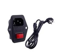Red button socket AC power socket with mounting hole switch insurance 15A switch pin socket(Socket+3 * 1.5 * 1.8m power cord)