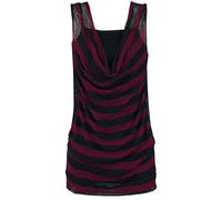 RED by EMP 2 in 1 Double Layer Stripe Mesh Top Top black red M