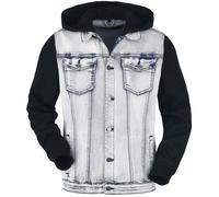 RED by EMP Denim Jacket with Sweat Sleeves and Hood Jeans Jacket blue black L