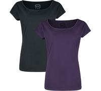 RED by EMP Double Pack of Crew-Neck T-Shirts T-Shirt black lilac XXL
