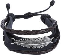RED by EMP Feather Imitation Leather Bracelet brown black Onesize