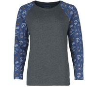 RED by EMP Raglan long-sleeved top with old-school motifs Long-sleeve Shirt grey M