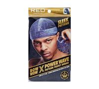 Red by Kiss Bow Wow X Power Wave Premium Pattern Velvet Durag, Soft & Stretchy, Ultimate Compression, Secure Fit & Breathable (Wave Blue)