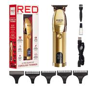 Red by Kiss Cordless Hair & Beard Trimmer for Men, Water-Proof Professional Rechargeable Hair Clipper, LCD Display Precision Blade Trimmer