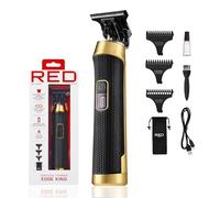 Red by Kiss Edge King Cordless Trimmer, Zero-Gapped DLC Blade for Precision Detailing, USB-C Quick Charge, Up to 4 Hours Runtime, Luxury Pouch, Blades Cover & Cleaning Supplies Included