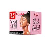 Red by Kiss Hair Wrapping Strip, Ultra Strong 2X Longer Stretch, 40 Strips, Suitable for Wet/Dry Hair, White, Styling Paper for Sleek Hairstyles (3.5", Black, 1 PACK)