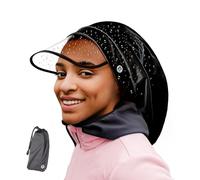 Red by Kiss Premium Satin Lined Rain Cap, 100% Waterproof Hair Protection, Adjustable Strap, Packable Pouch Included, X-large/Black, One size