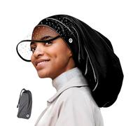 Red by Kiss Premium Satin Lined Rain Cap, 100% Waterproof Hair Protection, Adjustable Strap, Packable Pouch Included, Braid/Black, One size