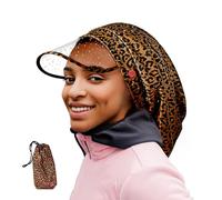Red by Kiss Premium Satin Lined Rain Cap, 100% Waterproof Hair Protection, Adjustable Strap, Packable Pouch Included, X-large/Leopard, One size