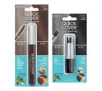 RED by Kiss Quick Cover Gray Hair Touch Up, Root Touch Up, Moisturize and Shine, Brush Type & Stick Type Set (Dark Brown)