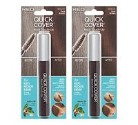 RED by KISS Quick Cover Root Touch Up Rescue (Dark Brown 2 Pack), Mascara Natural Water-Resistant Temporary Gray Concealer Cover Up Brush for Hair Mustache & Beard, Formulated with Jojoba Oil