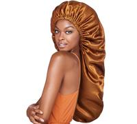 Red by Kiss Reversible Silky Satin Adjustable Bonnet, Secure Fit for Sleep, Protect Hair & Maintains Moisture, Adjustable Band & Easy Care, Braid/Black&Brown, One Size