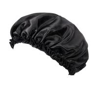 Red by Kiss Silky Satin Hair Bonnet - Dual Layer for Moisture Retention, No-Slip & Comfortable Breathable Fabric for All Hair, Black, Large-X-Large