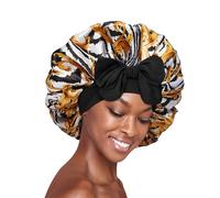 Red by Kiss Silky Satin Tie Bonnet - Adjustable Tie & Elastic for Secure Fit, Maintains & Protects Hair, Anti Breakage, Luxe/Zebra, XL
