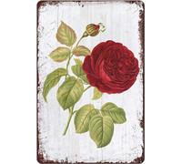 Red Cabbage Rose Vintage Metal tin Sign Art Plaque Wall Decor Look Funny Gifts for Home Kitchen Garage Bathroom Farm Garden Bar Cafe Metal Posters 8x12 Inch
