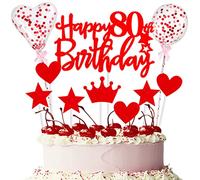 Red Cake Decoration 80th Birthday Woman Happy 80th Birthday Cake Decoration 80 Years Young Women Man Cake Decoration 80th Cupcake Topper 80th Birthday Cake Topper Red Cake Topper Decoration 80th