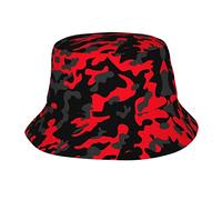 Red Camo Adult Sunshade Bucket Hat is Suitable for Beach, Camping, Fishing, Outdoor Leisure, Etc, Red Camo, One size