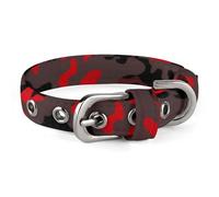 Red Camo Dog Collar with Metal Buckle Collar Handmade Traction Protective Sleeve for Small Medium Dogs Cats and Pets