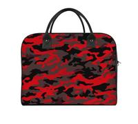 Red Camo Laptop Tote Bag Casual Travel Handbag Multi Pocket Shoulder Bags for Work Travel