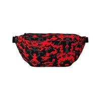 Red Camo Print Fashionable Waist Bag for Women & Men - Sling Bag with Zipper Pockets, Large Capacity
