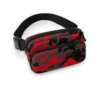 Red Camo Waist Bag Fashion Fanny Bag with Adjustable Strap for Outdoor Workout Cycling Unisex, white, 20x13cm, Waist Bag