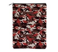 Red Camouflage Military Book Sleeve Book Accessories Washable Book Covers for Paperbacks Book Pouch with Zipper Book Protector Bookish Book Club Book Lovers Gifts for Women Coworker Girl Bestie