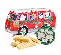 Red Camper Van Shortbread Biscuit Tin - Christmas Camper Van Gifts Tin with Scottish Shortbread Cookies 320g & Topline Tree Ornament. Great for Stocking Fillers, Christmas Gifts for Camper Van Lovers