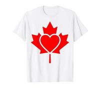 Red Canadian Maple Leaf an Integrated Heart Value Graphic T-Shirt, Men, White, L