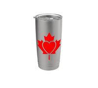 Red Canadian Maple Leaf Integrated Heart Stainless Steel Insulated Tumbler