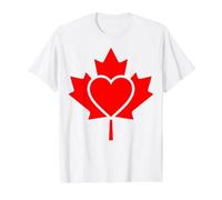 Red Canadian Maple Leaf Integrated Heart Value Graphic T-Shirt, Men, White, XL